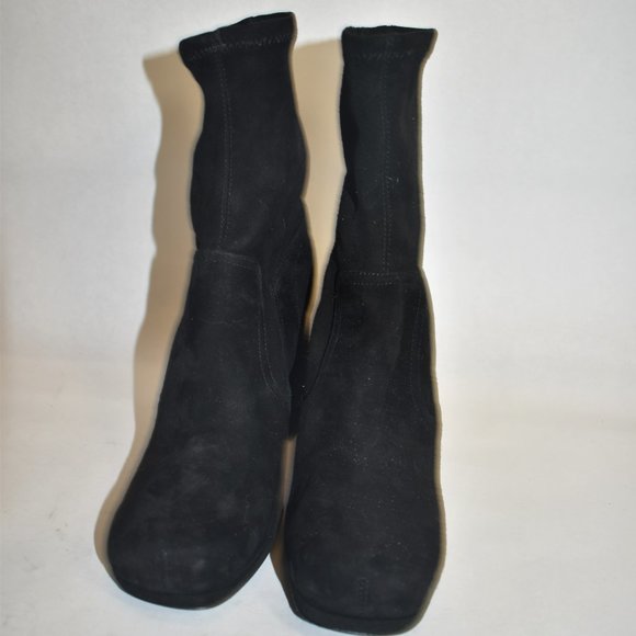 $550 MARC JACOBS ROSS SUEDE BLACK CHUNKY HEEL PLATFORM SOCK BOOTIE 37 (MD12) - Picture 3 of 7